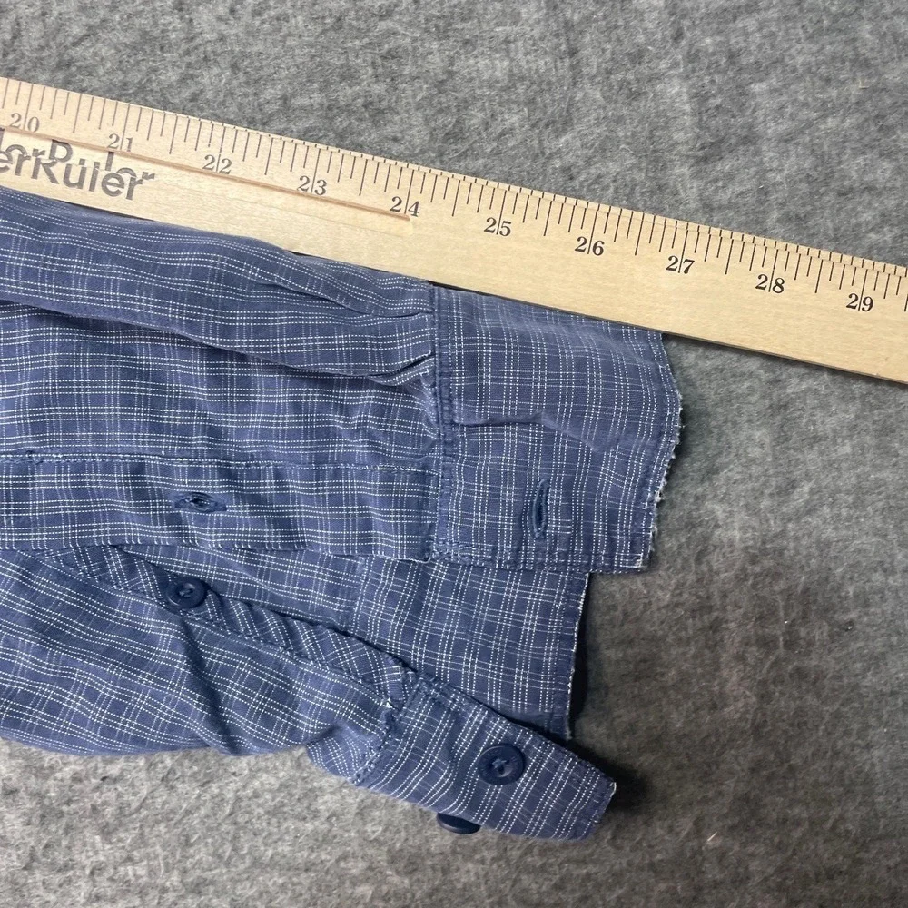 The North Face Shirt Mens 2XL XXL Long Sleeve Button Down Blue Travel Zip Pocket